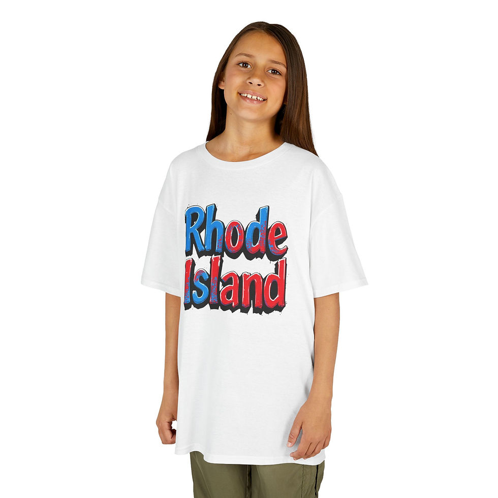 Thumbnail: Rhode Island Kids T-Shirt — Retro Red & Blue State Pride Tee