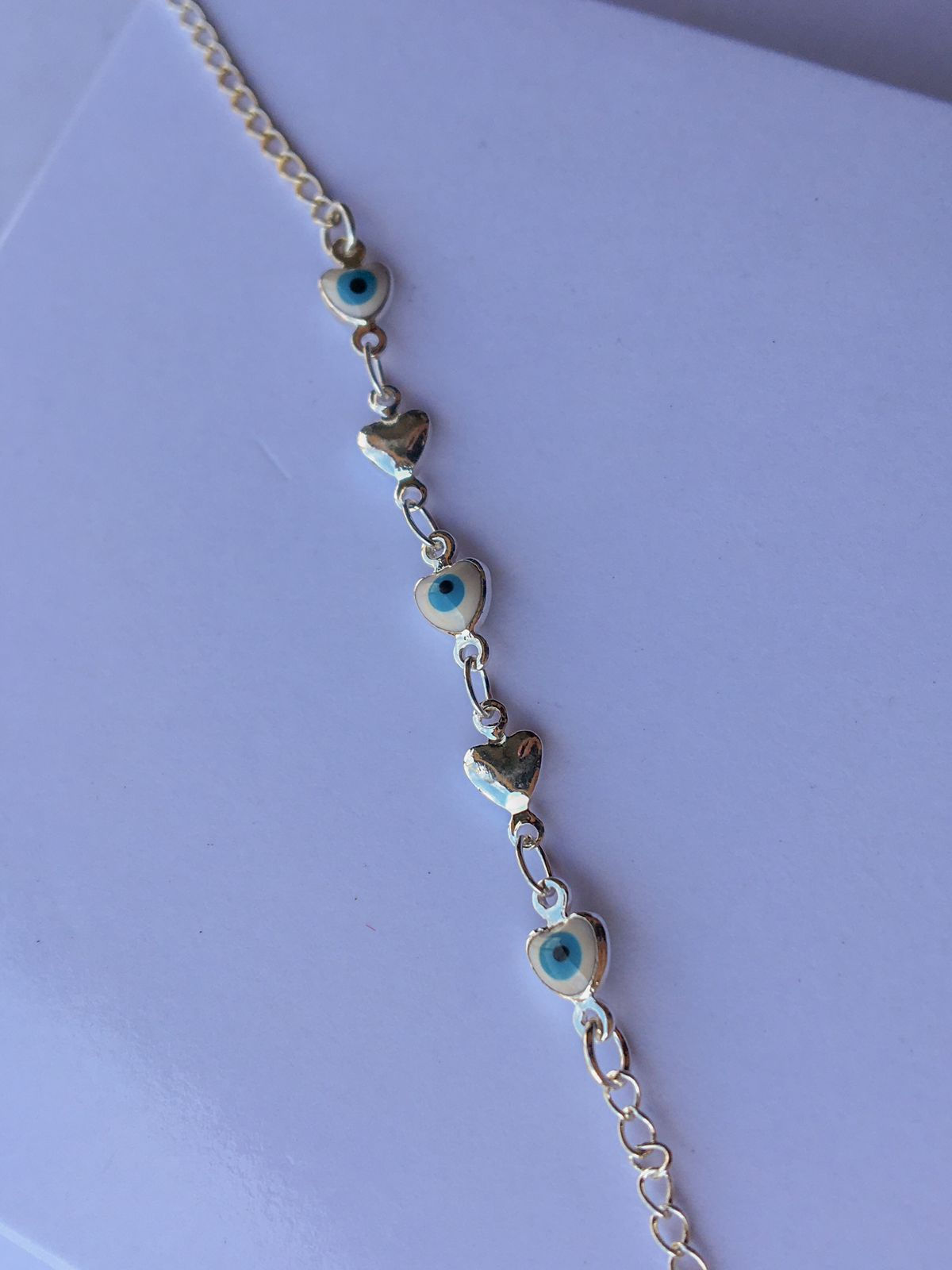 Pulseira Olho Grego -Banho De Prata-