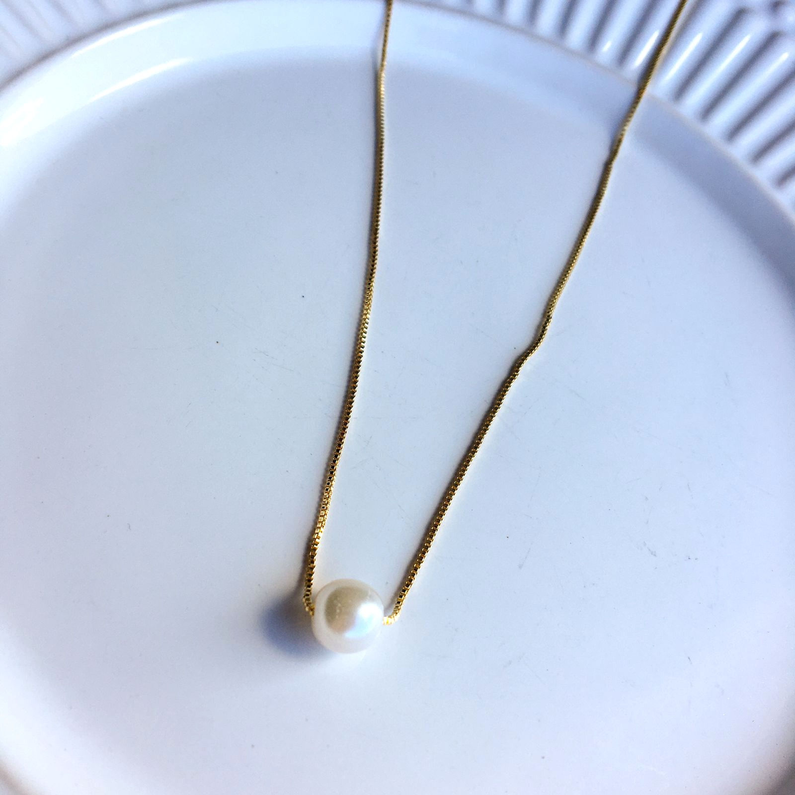 Colar Pérola Ou Esfera Única Na Corrente