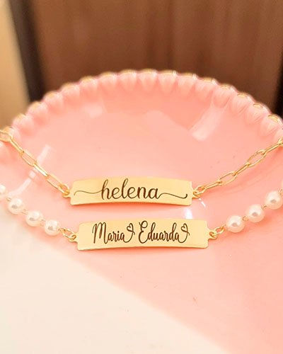 Miniatura: Pulseira Placa Lisa com Gravação