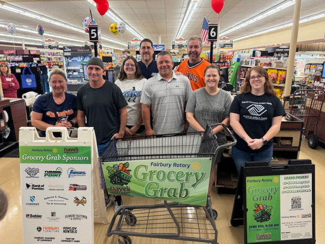 Participants in Friday's Fairbury Rotary Club Grocery Grab at Dave's Supermarket.