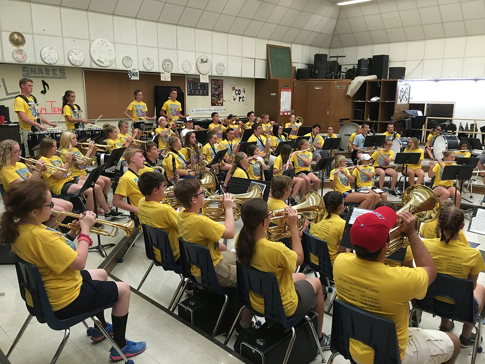 The PCHS band rehearses at the high school / photo courtesy of Eric Hall.
