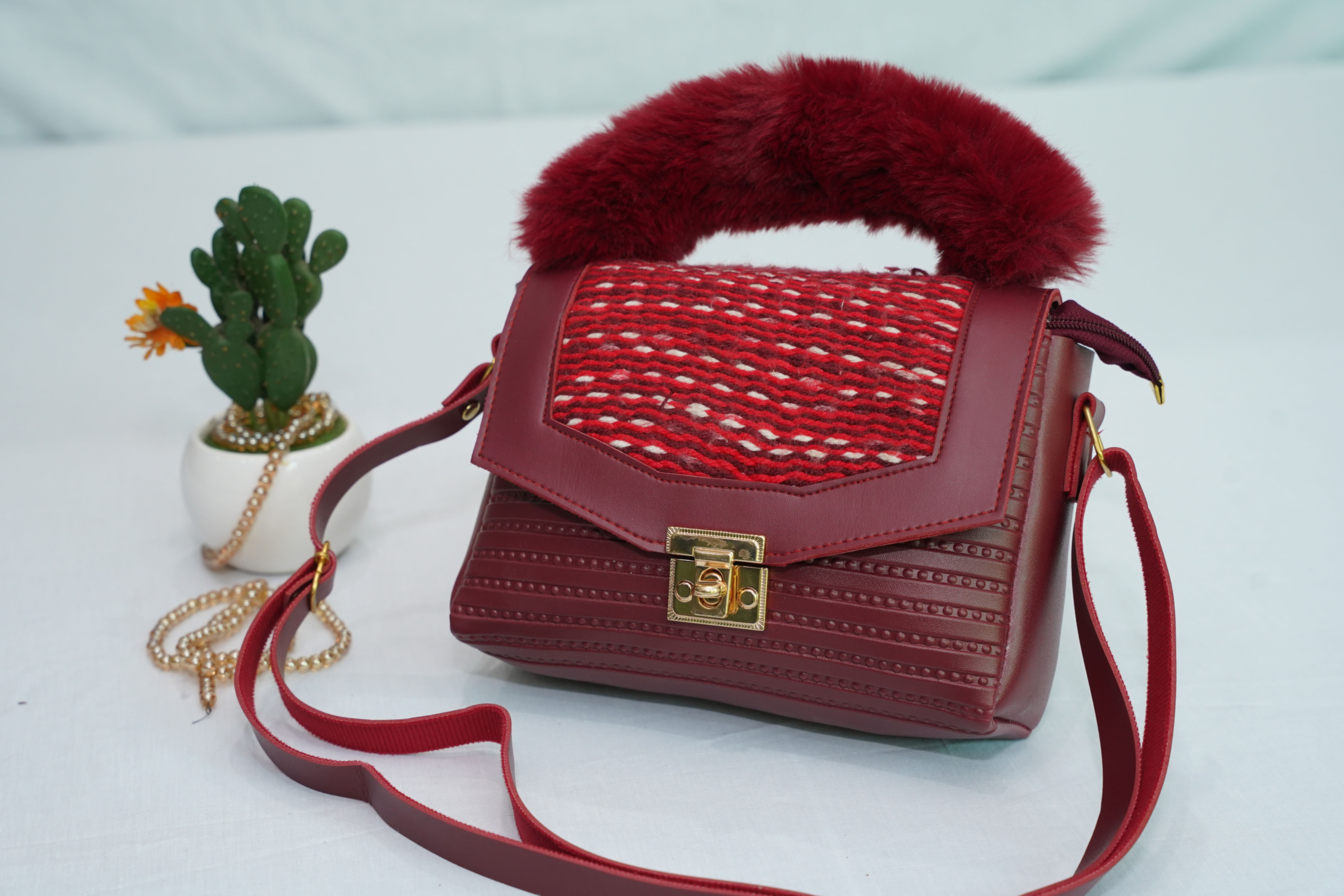 Maroon Flurry Handbag