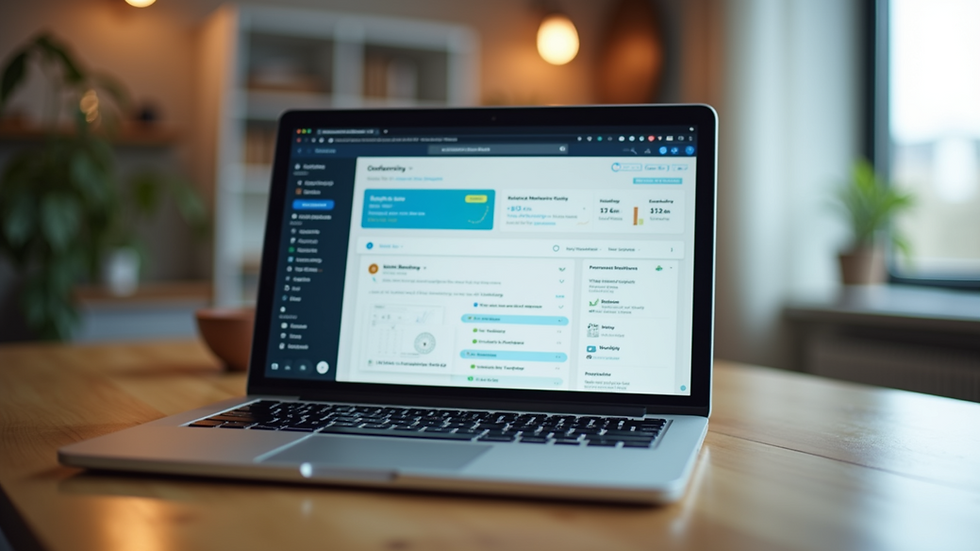 Eye-level view of a laptop screen showing an email marketing dashboard