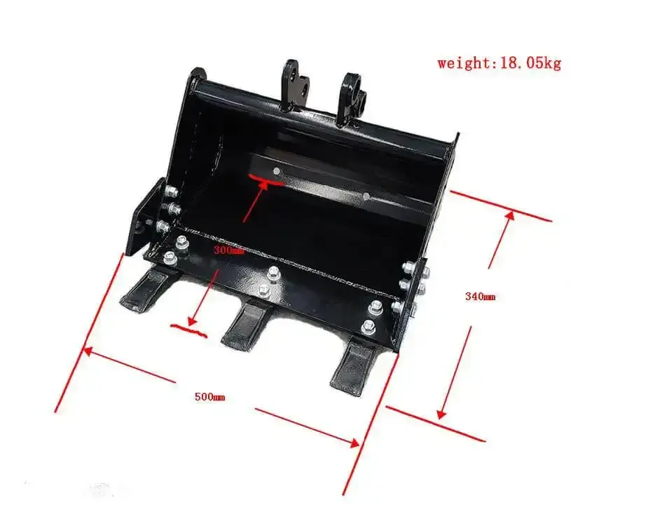 Thumbnail: 500mm Trenching Bucket General Purpose w teeth for Mini Excavator USA