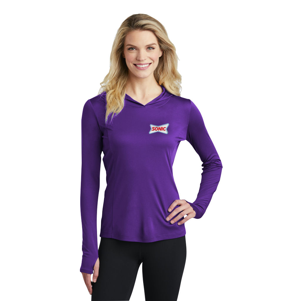 LST358 LADIES LIGHTWEIGHT STRETCH COMPETITOR HOODED PULLOVER