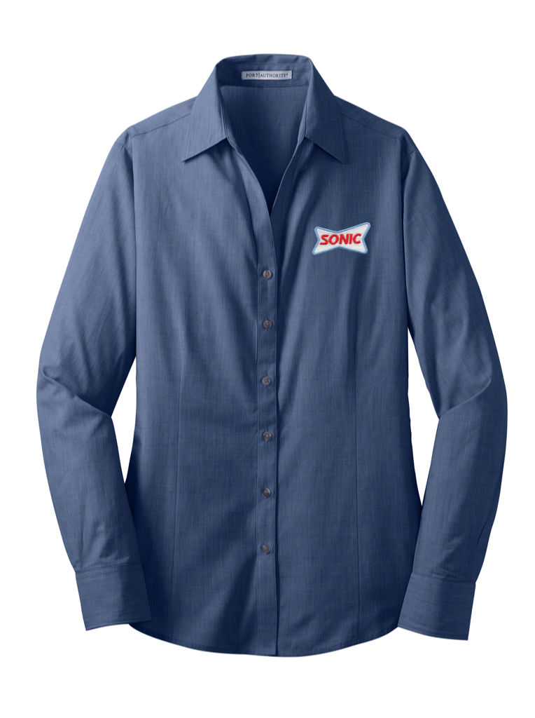 Thumbnail: L640 PA LADIES CROSSHATCH LS DRESS SHIRT