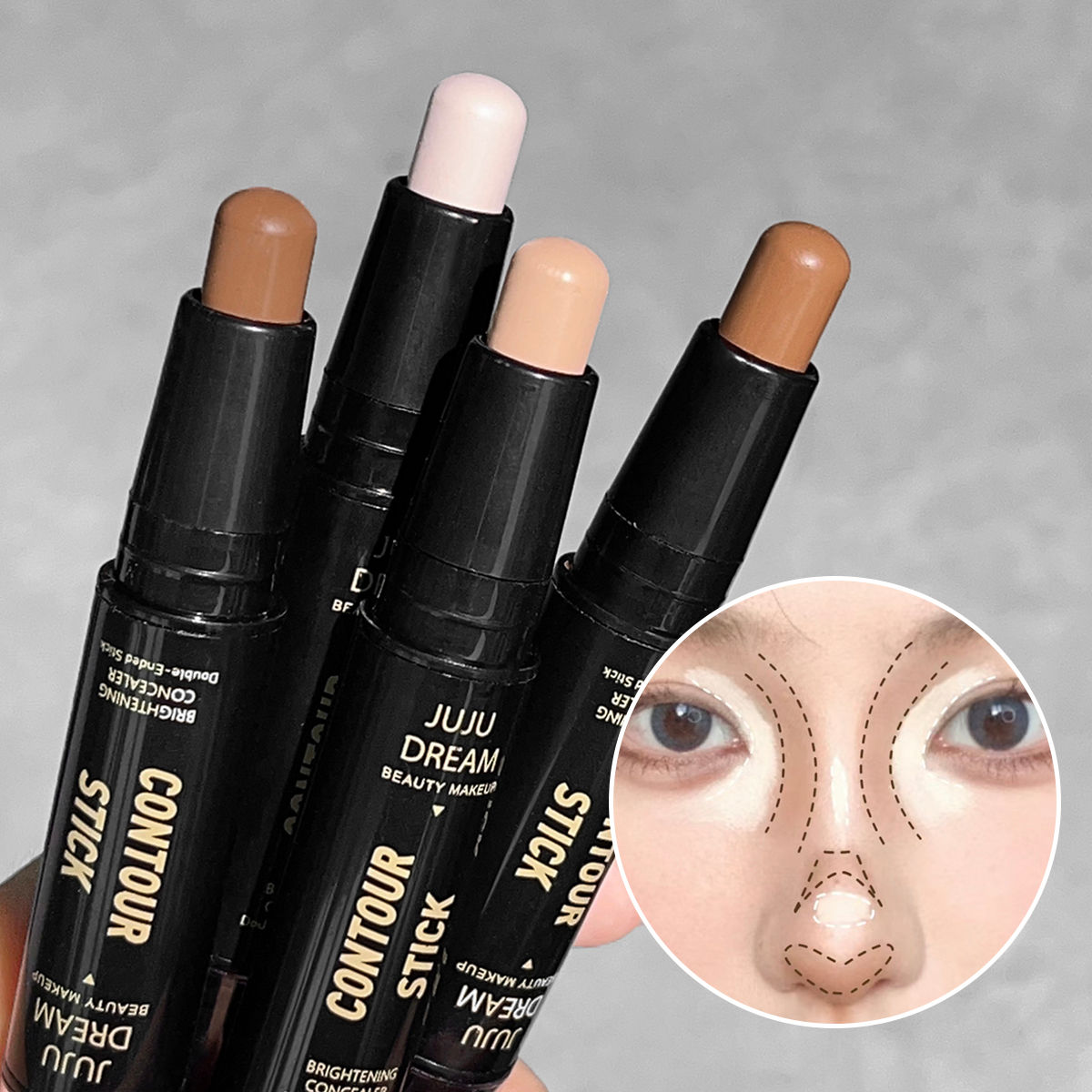Bastão Multifuncional 2 em 1 de dupla ponta para iluminação e contorno facial,