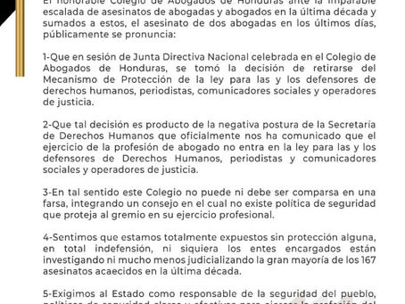La decisión es producto de la negativa postura de la Secretaría de Derechos Humanos que oficialmente
