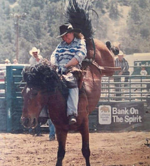 Ann Stevens Practicing Bareback Riding in Rural Australia