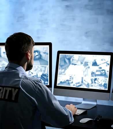 A person looking at cctv image