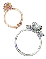 Tiffany wedding ring - gold - silver - diamond - illustration - Ben Liu