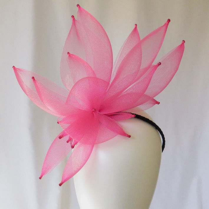 Pink Crinoline Petals Headband Headpiece by Catherine Storm front view