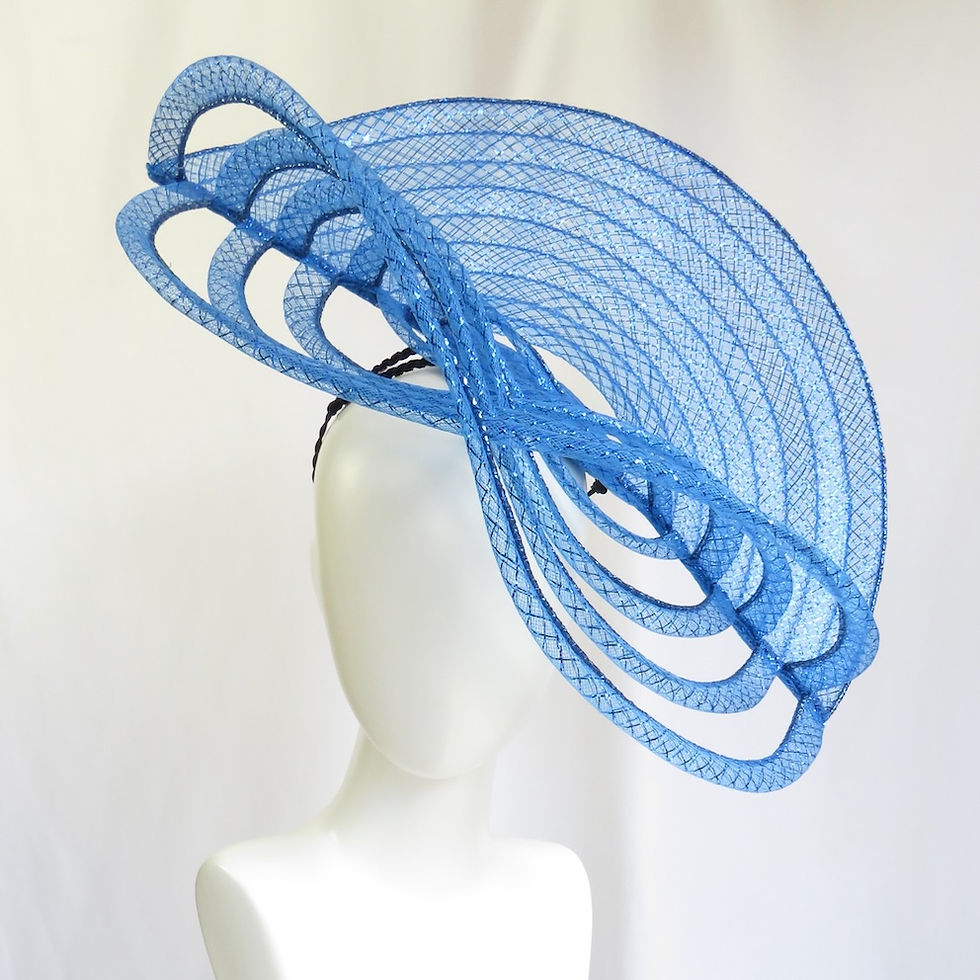 Celestial Blue Headpiece by Melbourne Milliner Catherine Storm view 2