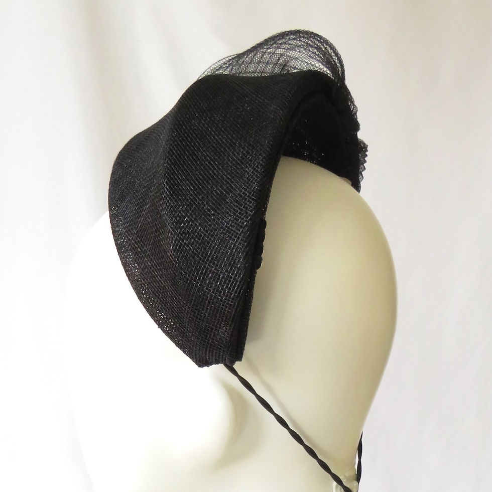 Thumbnail: Black Ascot Headband Headpiece by Melbourne milliner Catherine Storm view 4
