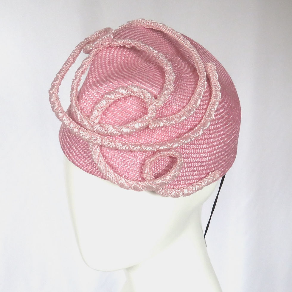 Pink Swirl Percher Hat by Melbourne Milliner Catherine Storm view 1