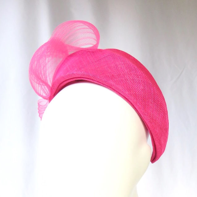 Bright Pink Sinamay Classic Headband Headpiece by Catherine Storm Millinery view 1