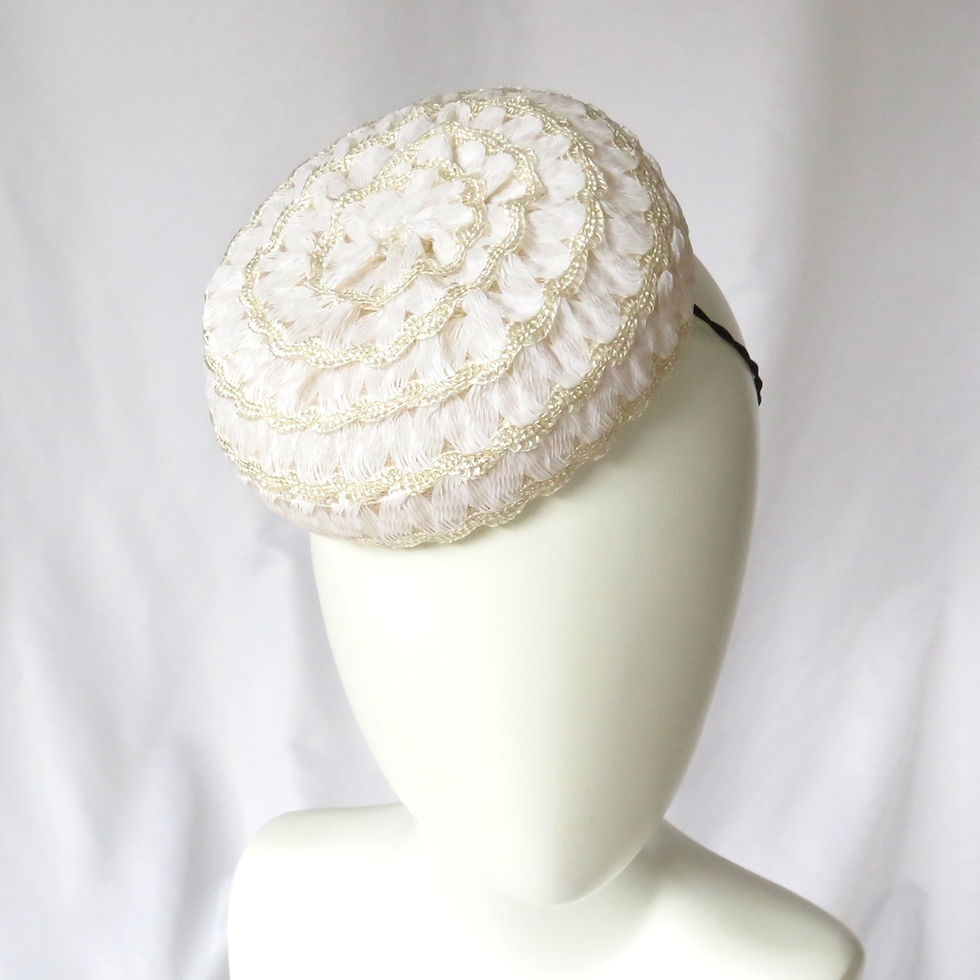 Cream Winter White Vintage Braid Button by Catherine Storm Millinery view 1