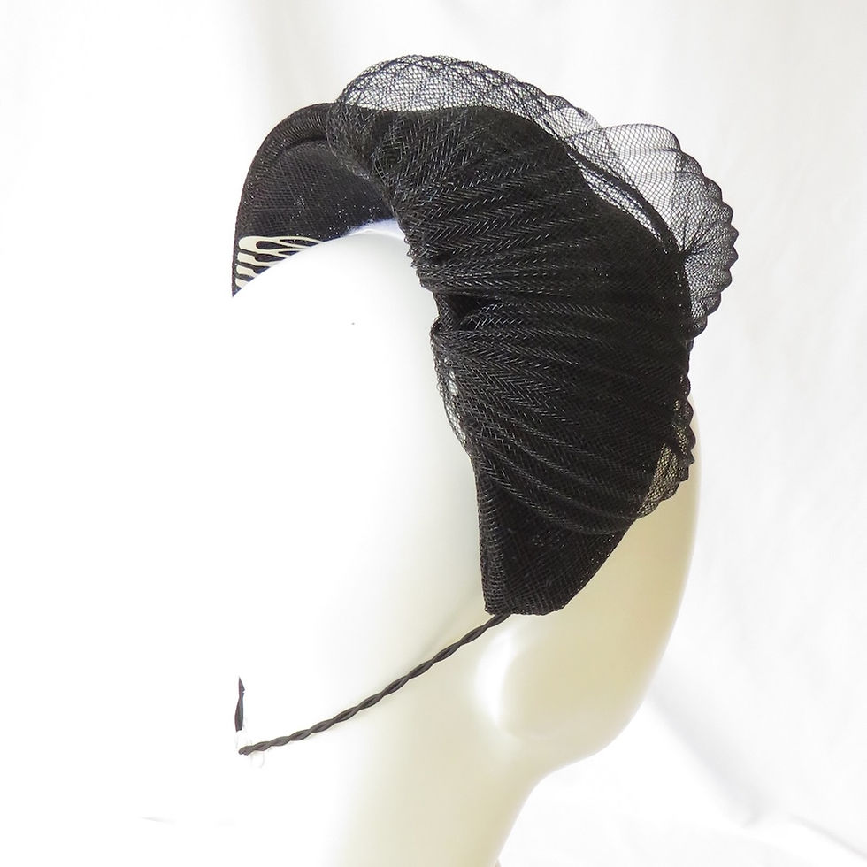 Thumbnail: Black Ascot Headband Headpiece by Melbourne milliner Catherine Storm view 5
