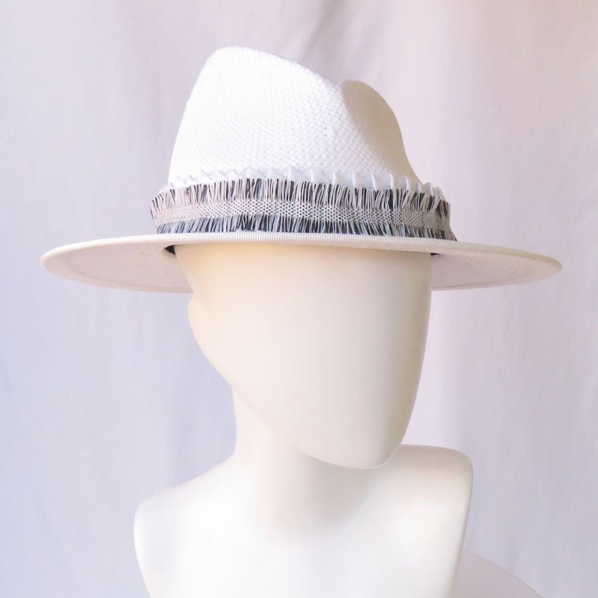 White Fedora Panama Sun Hat by Catherine Storm Millinery view 2