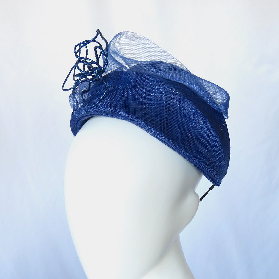 Cobalt Blue Ascot Headband Headpiece by Melbourne Milliner Catherine Storm view 2