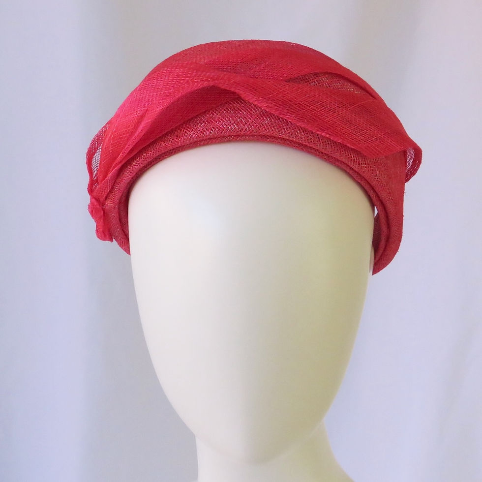 Watermelon Red Sinamay Classic Headband Headpiece by Melbourne Milliner Catherine Storm view 1