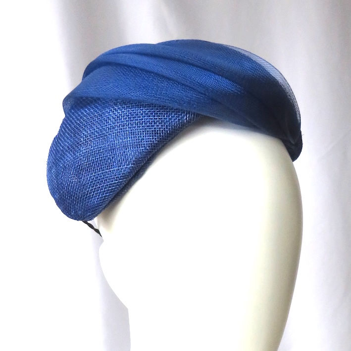 Cobalt Blue Crinoline Headband Headpiece by Catherine Storm Millinery view 2