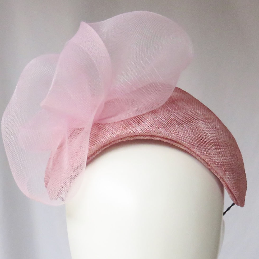 Thumbnail: Pale Pink Crinoline Slimline Headband Headpiece by Catherine Storm Millinery view 2