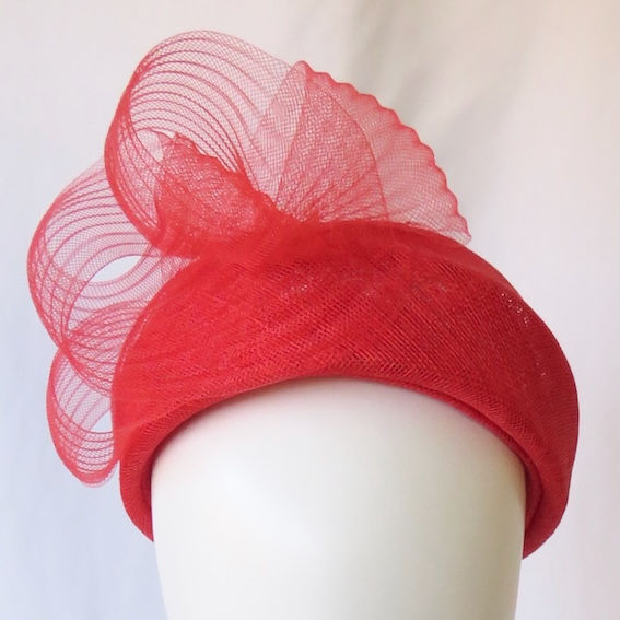 Bright Red Sinamay Headband Headpiece by Catherine Storm Millinery view 1