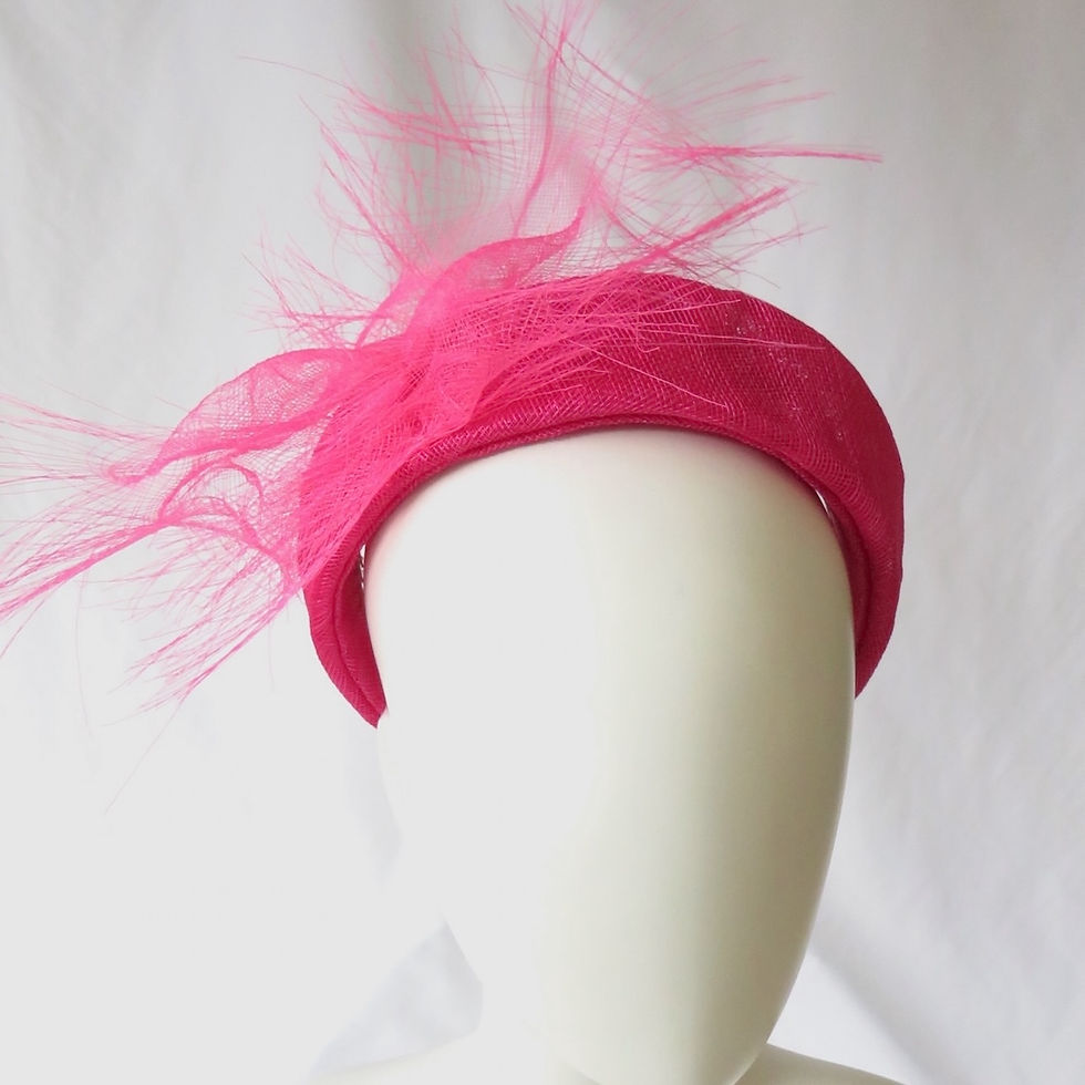 Thumbnail: Bright Pink Classic Headband Headpiece by Melbourne milliner Catherine Storm view 6