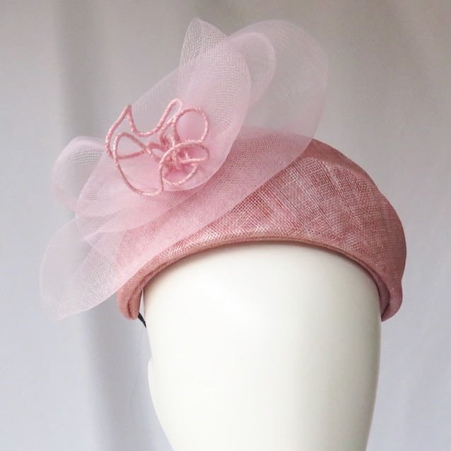 Pale Pink Headband Headpiece by Catherine Storm Millinery front view
