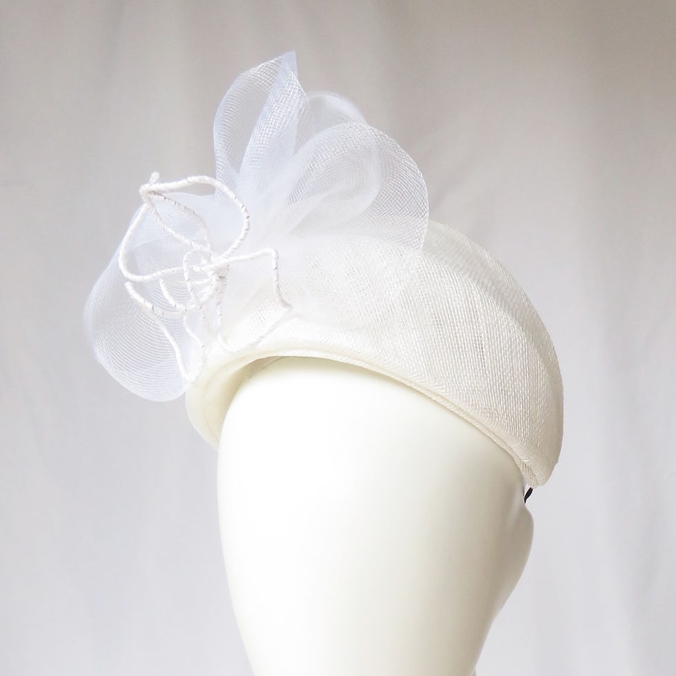 White Ascot Headband Headpiece by Catherine Storm Millinery view 1