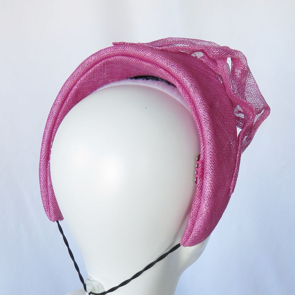 Thumbnail: Orchid Pink Classic Headband Headpiece by Melbourne milliner Catherine Storm view 5