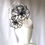 Thumbnail: Black and White Percher Hat with Roses by Catherine Storm Millinery front view 3