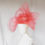 Thumbnail: Coral Pink Watermelon Red Crinoline Big Brim Hat Headpiece by Catherine Storm front view