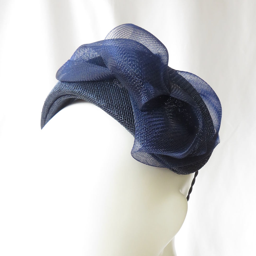 Navy Blue Crinoline Slimline Headband Headpiece byMelbourne Milliner Catherine Storm view 2