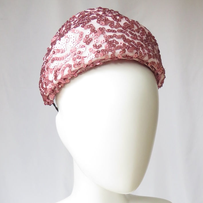 Pale Pink Sequinned Headband Headpiece by Catherine Storm Millinery view 2