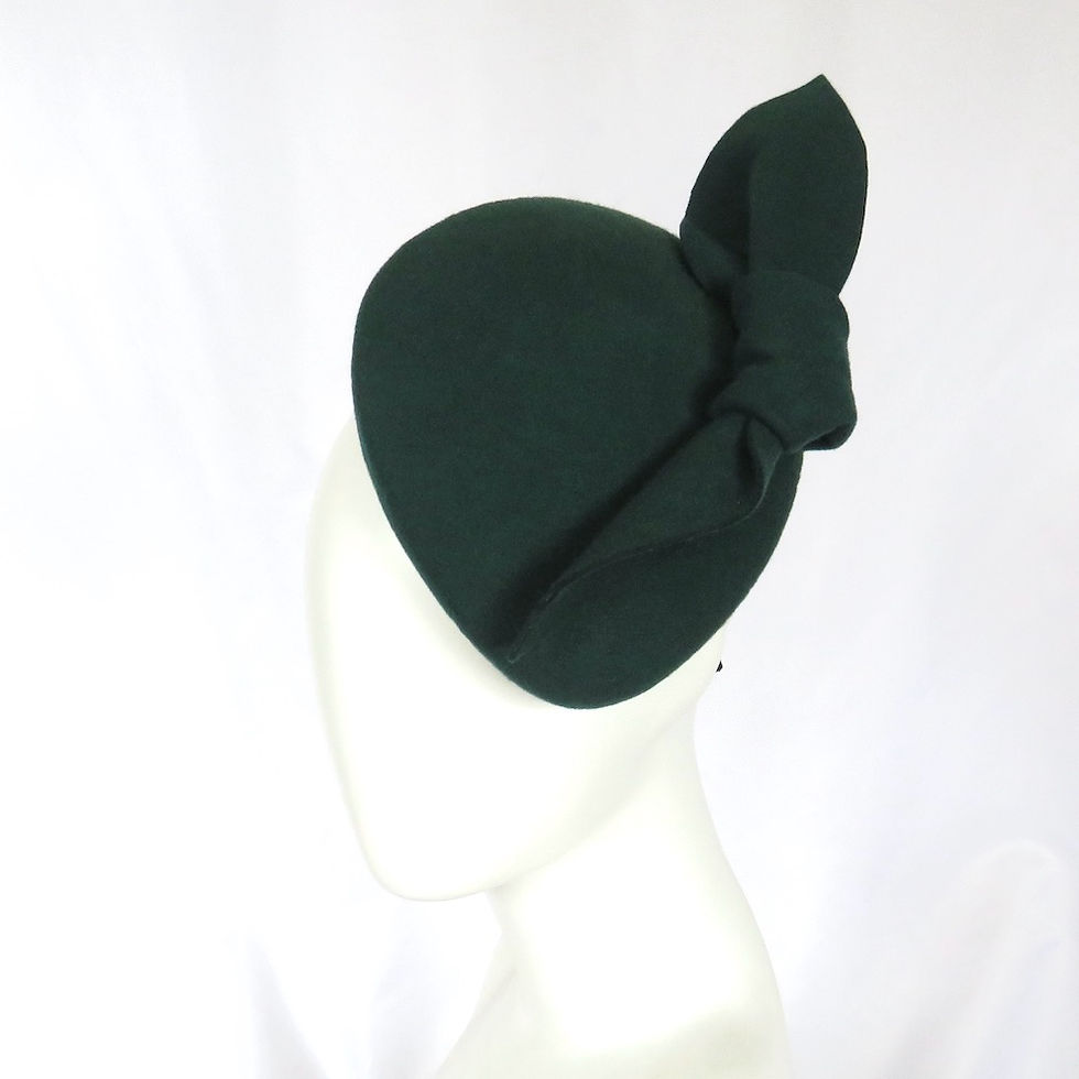 Dark Green Wool Felt Mini Beret by Catherine Storm left view