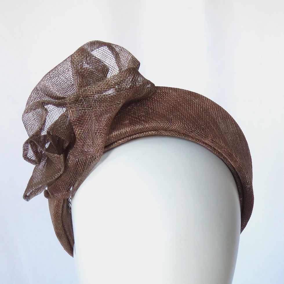 Latte Brown Bronze Classic Headband Headpiece by Melbourne Milliner Catherine Storm view 1