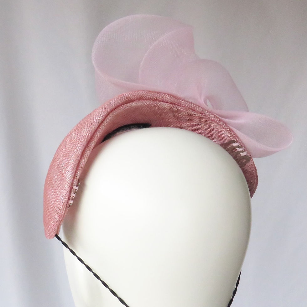Thumbnail: Pale Pink Crinoline Slimline Headband Headpiece by Catherine Storm Millinery view 6