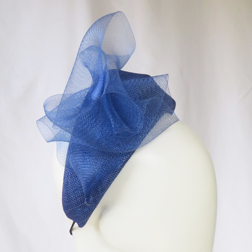 Thumbnail: Cobalt Blue Sinamay Classic Headband Headpiece by Melbourne Milliner Catherine Storm view 3