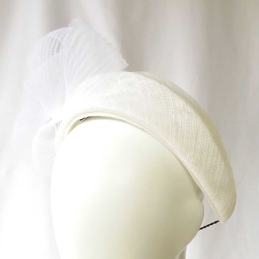 White Sinamay Classic Headband Headpiece by Melbourne Milliner Catherine Storm view 2