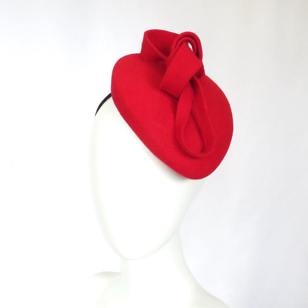 Thumbnail: Bright Red Wool Felt Mini Beret by Catherine Storm view 4