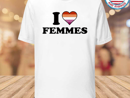 Gousclothing - Vasaricore I Love Femmes Lesbian Flag Tee Shirt