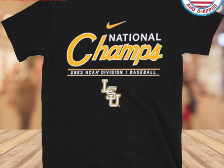  Premium LSU Tigers 2023 NCAA Men’s Baseball College World Series Champions Script Nike Purple T-Shi