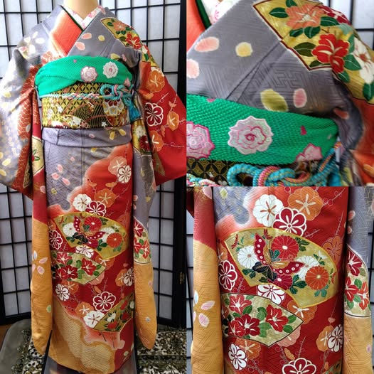 扇面　梅　禁止　井堀　朱色