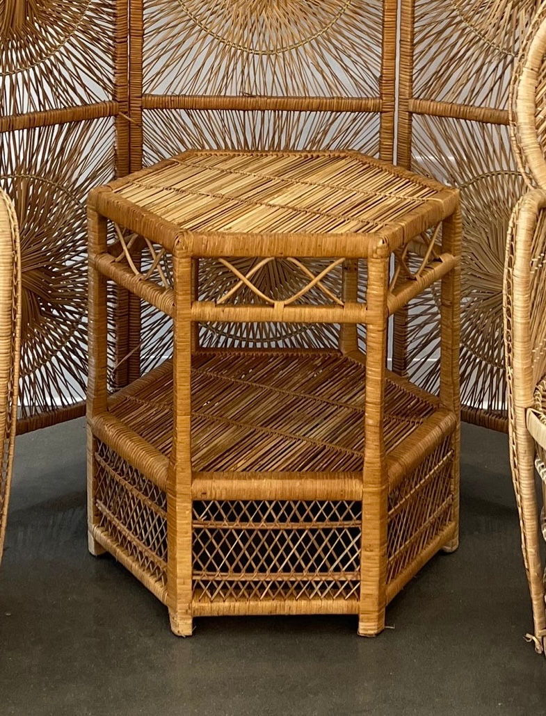Thumbnail: Side Table, Rattan Hexagon