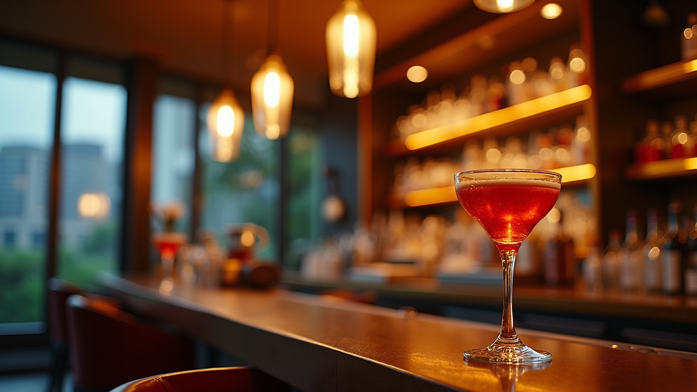 High angle view of a stylish cocktail bar in Singapore