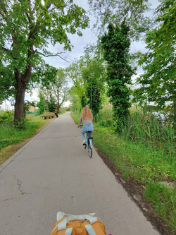 Emily riding a bik