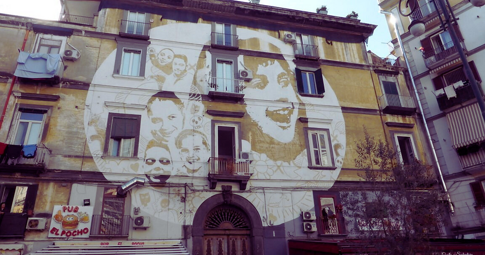 Building with mural on it in Rione Sanita